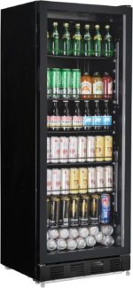 METRO Professional Getränkekühlschrank GSC4280B, Metall/Glas, 280 L, belüftete Kühlung, 210 W, mit Schloss, Schwarz