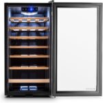 Klarstein Vivo Wine 26 Wine Cellar - Beverage cooler, 26 bottles, 88 L, LED, temperature control, Interchangeable hinge, Door on both sides, stainless steel, Silver