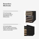 Klarstein Velaire Weinkühlschrank 2 Zonen - 122 Flaschen, 5-22°C, Touch, LED, UV-Schutz, Einbau & Freistehend, leise, Weinklimaschrank, Holzregale