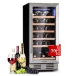 Klarstein Weinkühlschrank 2 Zonen, 53L Getränkekühlschrank, Kleiner Einbau-Weinschrank Schmal, Wein-Kühlschrank mit Glastür, Indoor/Outdoor Flaschenkühlschrank, Wine Fridge für 17 Flaschen, Schwarz