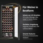 Haier Weinkühlschrank 50 SERIE 3 HWS58GGH1 I Weinklimaschrank für 58 Flaschen I Moderner Wine Fridge mit UV-Glastür & 10 Holzregalen I Wine Cooler mit Wi-Fi & Touch-Display I Vibrationsarme Lagerung