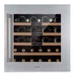 Klarstein Einbau-Weinkühlschrank, 1 Zonen Getränkekühlschrank Klein, Kleiner Weinschrank 51L, Wein-Kühlschrank Klein mit Glastür, Indoor/Outdoor Flaschenkühlschrank, Wine Fridge 24 Flaschen