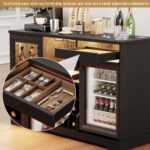 BROTTAR Barschrank mit Kühlschrank (inklusive), weinkühlschrank mit LED-Beleuchtung, Getränkeschrank Sideboard mit Bewegungssensor, Weinschrank für Wohnzimmer Küche Esszimmer (Schwarz)