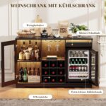 BROTTAR Barschrank mit Kühlschrank (inklusive), weinkühlschrank mit LED-Beleuchtung, Getränkeschrank Sideboard mit Bewegungssensor, Weinschrank für Wohnzimmer Küche Esszimmer (Schwarz)