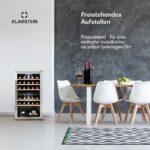 Klarstein Weinkühlschrank, Getränkekühlschrank Schmal, Kühlschrank mit Glastür, Getränkekühlschränke Freistehend, Weinkühlschrank Klein, Weinkühlschränke 2 Zonen, UV-Schutz, 5-22 °C, 29 Flaschen