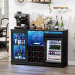 BROTTAR Barschrank mit Kühlschrank (inklusive), weinkühlschrank mit LED-Beleuchtung, Getränkeschrank Sideboard mit Bewegungssensor, Weinschrank für Wohnzimmer Küche Esszimmer (Schwarz)